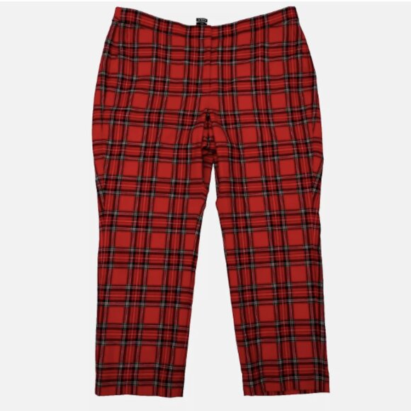 J. Crew Red Plaid Kate Straight Leg Pants - Picture 2 of 14